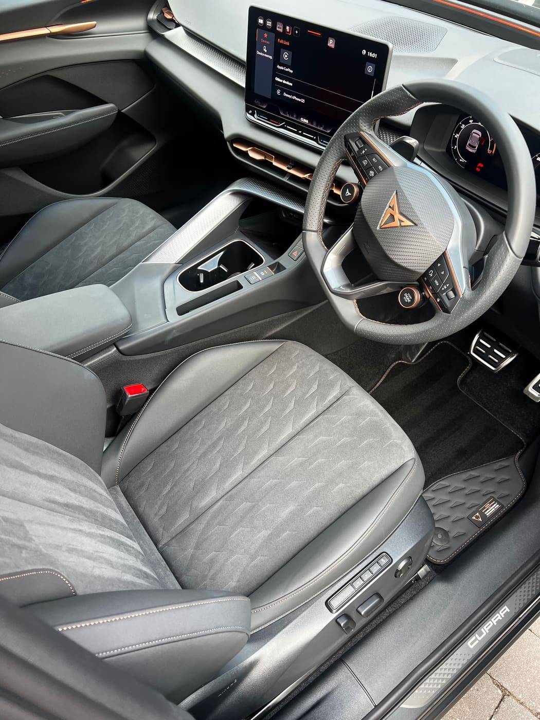 Cupra front cabin after cleaning, dash and seats refreshed