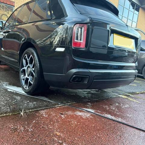 Black Rolls Royce Cullinan after a premium valet