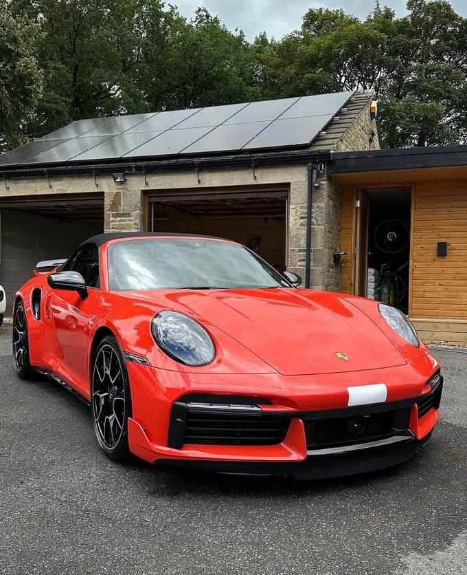 Guards Red Porsche 911 front after a full valet in Sevenoaks